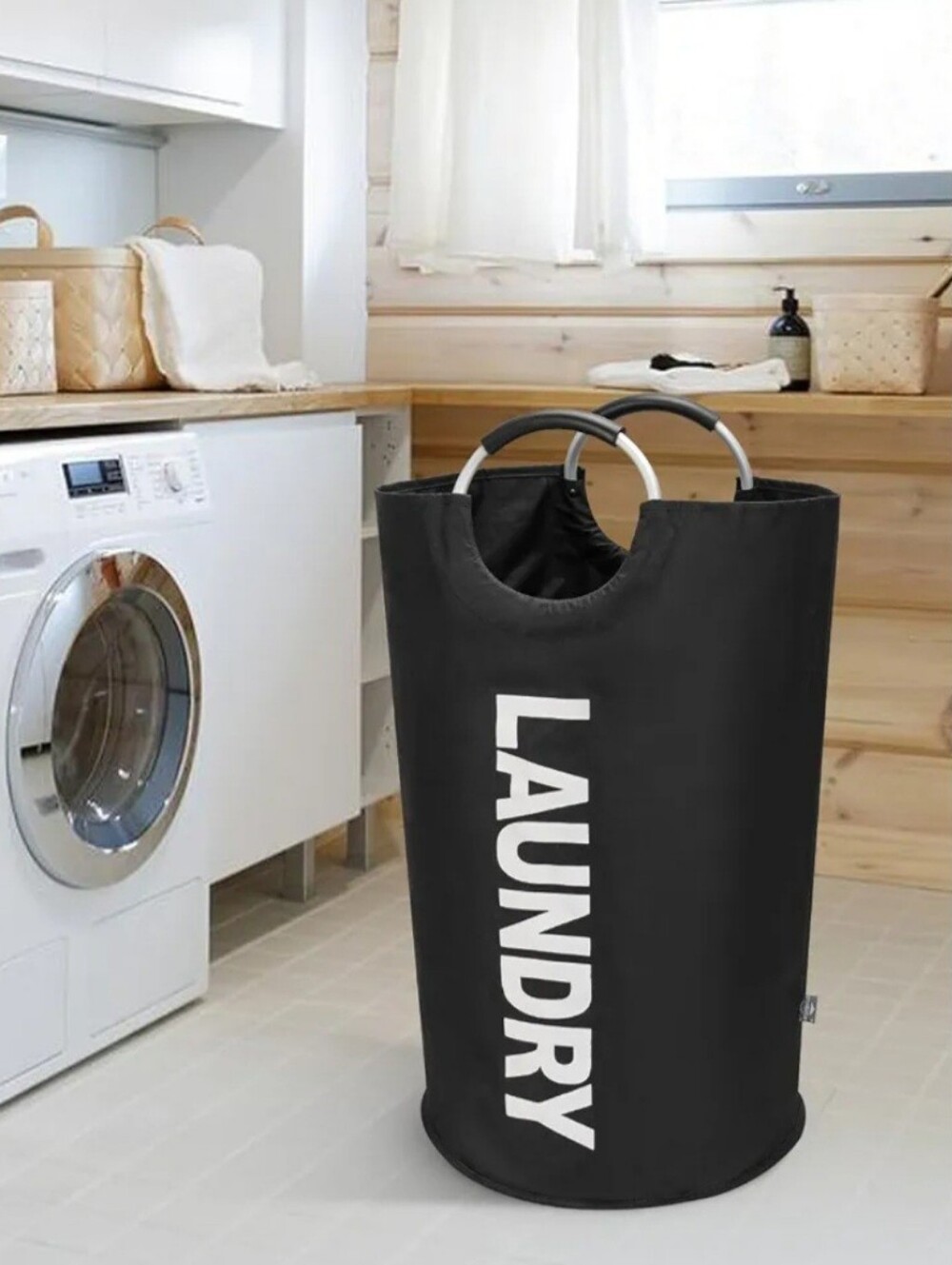 NEW DOKEHOM 90L Large Laundry Basket Bag with Handles -  Black and White